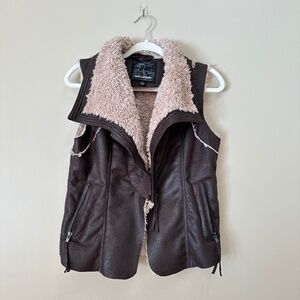 QED London Faux Fur Leather Shearling Vest